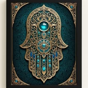 Hamsa  Art Print In A Glass Front Frame 8x10